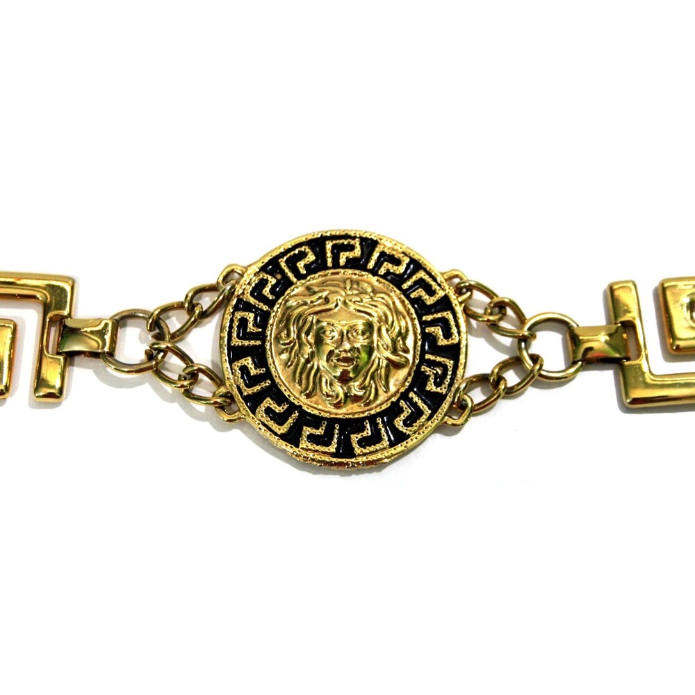 Gianni Versace Like Gold Tone Medusa Women's Chain Belt Designer Vintage Fashion - Picture 4 of 11